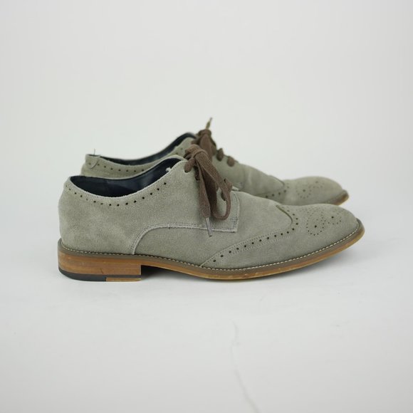 JOSEPH ABBOUD Men\'s 8 - Gray suede leather oxfords lace up embossed dress shoes main image 12